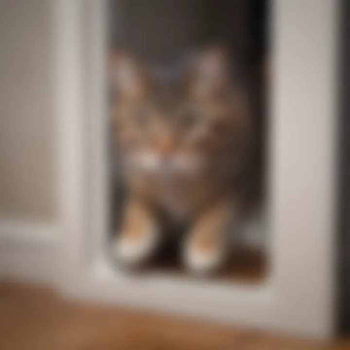 Feline enjoying freedom through high-tech cat door