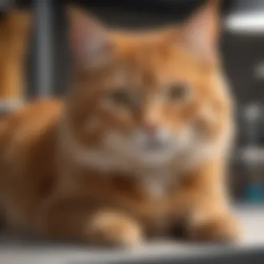 Scientist studying feline genetics in a laboratory setting