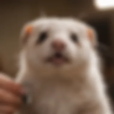 Ferret receiving a health check-up