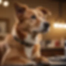 A well-groomed dog sitting calmly during a nail trimming session