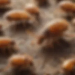 Illustration showing a microscopic view of fleas and ticks on pet fur