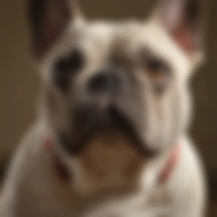 Close-up of French Bulldog in gentle leader maintaining control