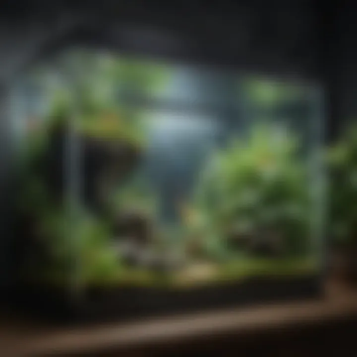 A beautifully arranged aquarium with aquatic plants and decorations