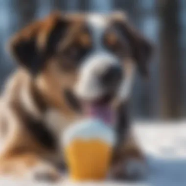 Dog licking a frozen treat