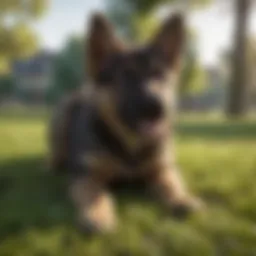 German Shepherd puppy playing in the park