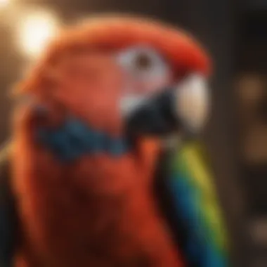 Parrot with Glossy Feathers Signifying Healthy Diet