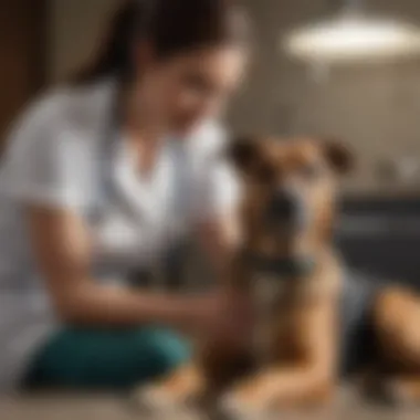 Grieving pet owner receiving support from a veterinary nurse