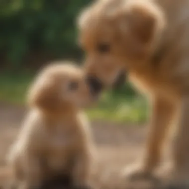 Golden Retriever Puppy with Gentle Handler