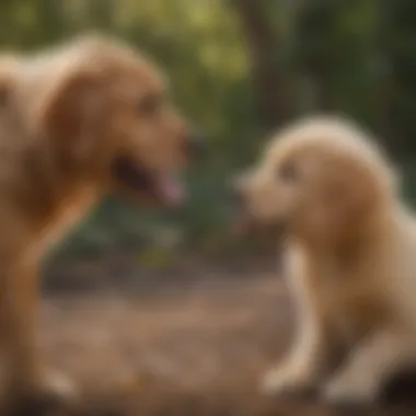 Golden Retriever Puppy Socializing with Other Dogs