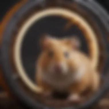 Hamster exploring large hamster wheel