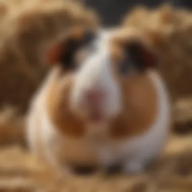 Happy Guinea Pig with Fresh Hay