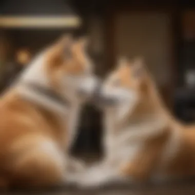 Happy Akita owner bonding with their companion
