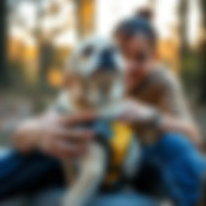 Perfect Fit for Every Pup Pet owner adjusting the Harness Buddy on their dog