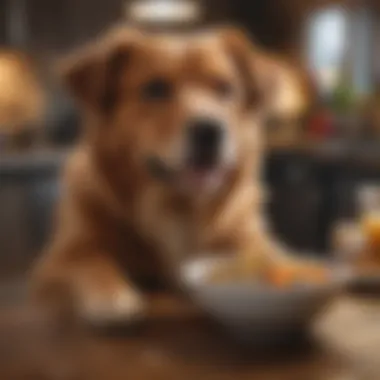 A happy dog enjoying a fresh homemade meal in a bowl