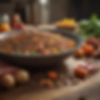 Nutritious Ingredients for Canine Diet A diverse array of dog food ingredients including meats, vegetables, and grains