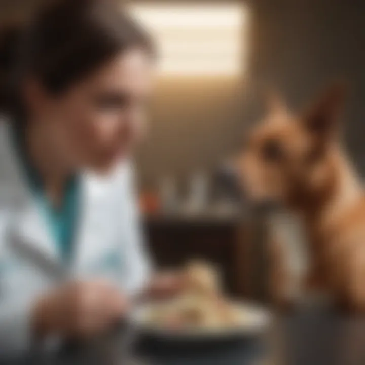 A veterinarian discussing diet plans with a dog owner