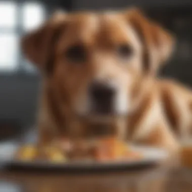 Healthy dog enjoying a balanced meal