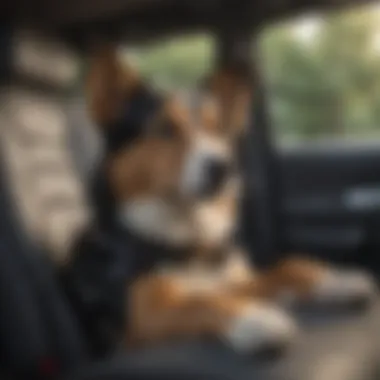 Dog relaxing in a comfortable car seat