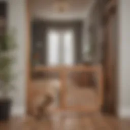 Elegant wooden dog gate integrated into a modern living space