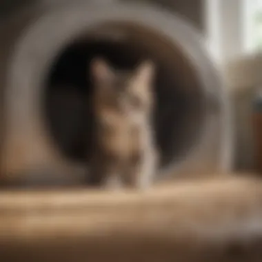 Cat exploring optimized litter box environment