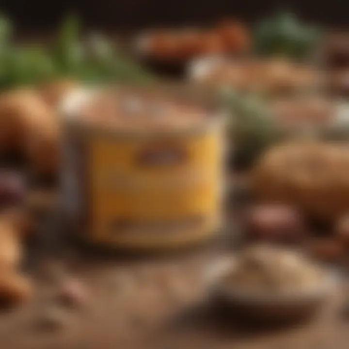 Close-up of the ingredients found in high-quality cat food pâté, emphasizing natural and nutritious components.