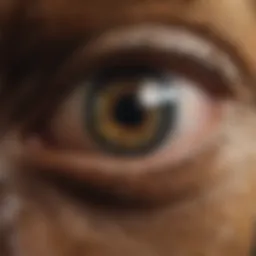 A close-up of a dog's eye showing signs of infection