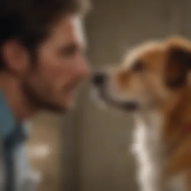 A concerned dog owner consulting with a veterinarian.