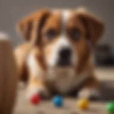 Rescue dog playing with interactive toys