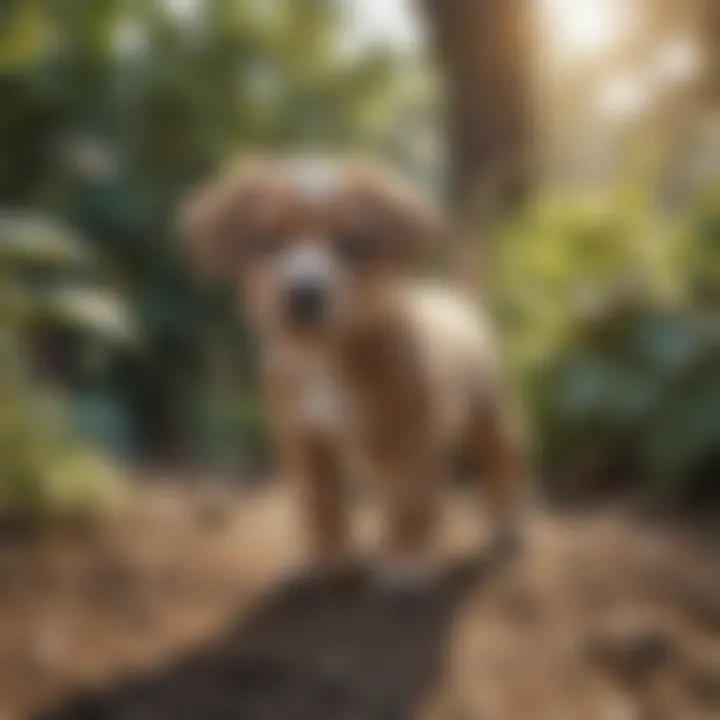 A puppy playing in a garden, free of fleas