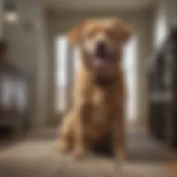 Older rescue dog exploring a home