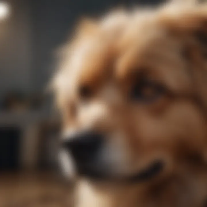 Close-up of a furry dog shedding hair