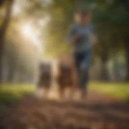 A dog and owner running happily together in a park