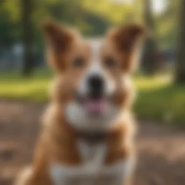 A happy dog playing in the park