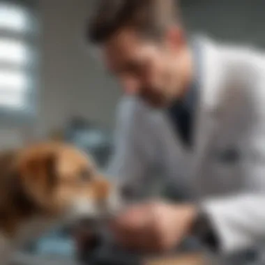 Veterinarian examining a dog