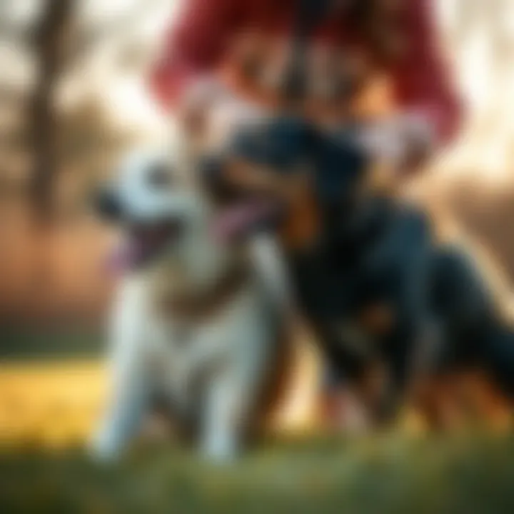 Happy dog and owner bonding during training