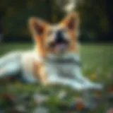 Playful Dog in Training Dog lying down playfully