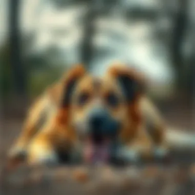 Dog performing the play dead trick