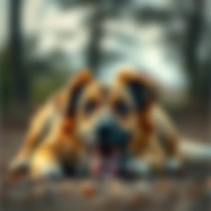 Dog performing the play dead trick