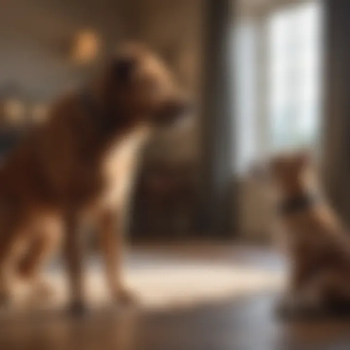 A dog interacting politely with guests without jumping