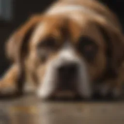 Dog showing signs of distress with a focus on the belly area