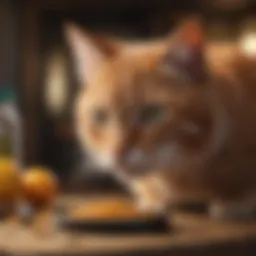 Premium cat food ingredients on a wooden table