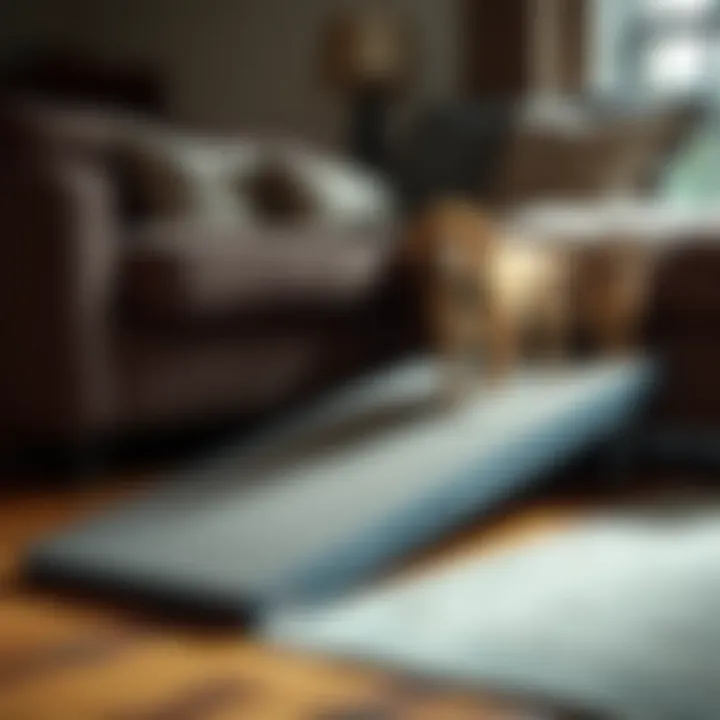 Indoor dog ramp placed next to a couch