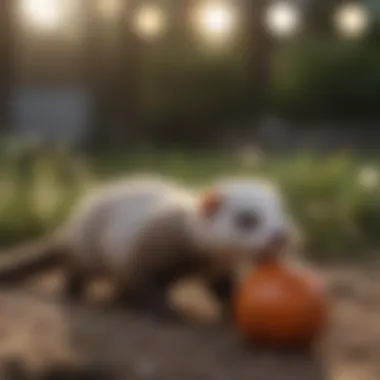 Ferret playing with interactive toy