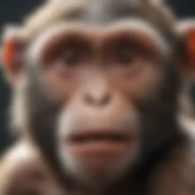 Close-up of monkey's expressive facial features