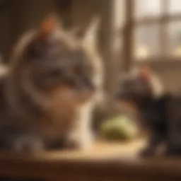 A serene environment for introducing a kitten to an older cat