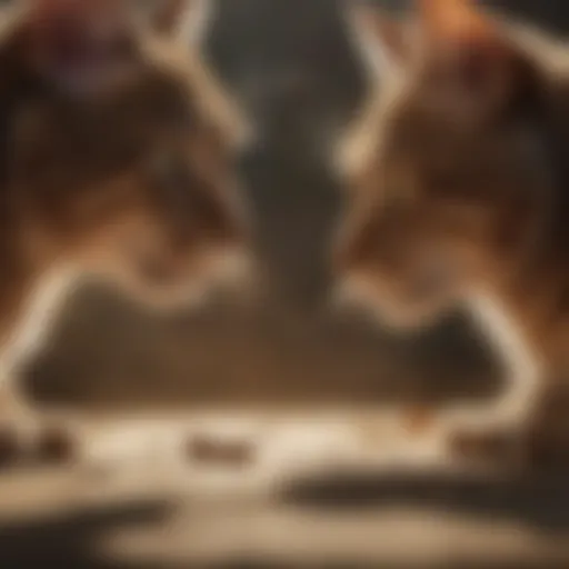 Two cats sniffing each other in introduction process