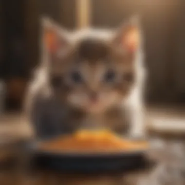 Kitten enjoying a nutritious meal of wet food