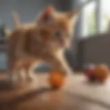 Kitten playing with toy