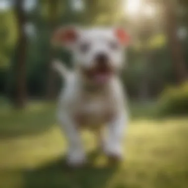 Labrabull puppy playing in the park