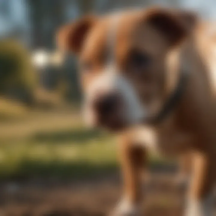 Labrabull puppy being trained with positive reinforcement